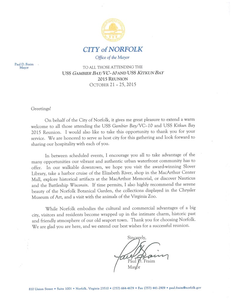 Norfolk Mayor Letter